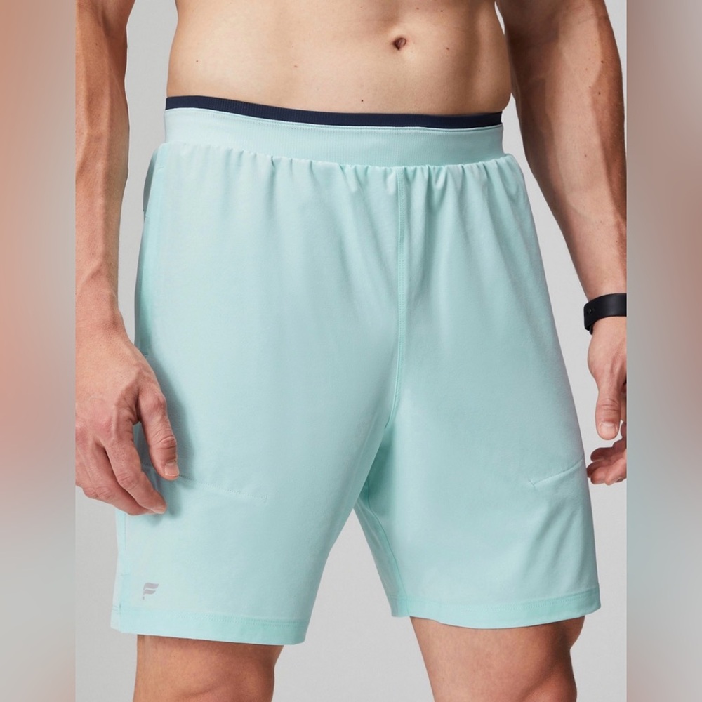 Fabletics The Fundamental Short II 7in Light Blue Athletic Shorts M